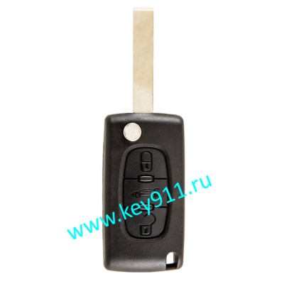 Корпус выкидного ключа Пежо (Peugeot) | HU83 | 3 кнопки